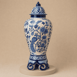 5-01959 Tibor con Tapa Talavera Poblana Pavorreal grande