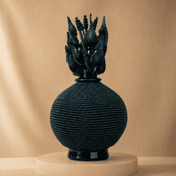 5-03481 Piña Barro Vidriado Pellizco Azul Petróleo XL