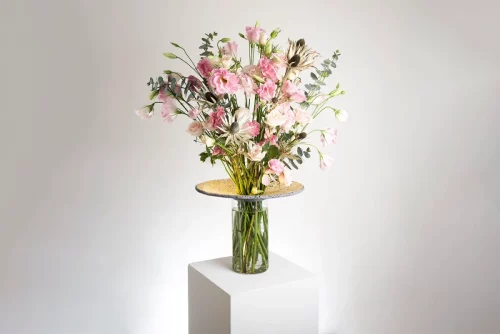 PELLE TALL FLOWER VASE W_GOLD